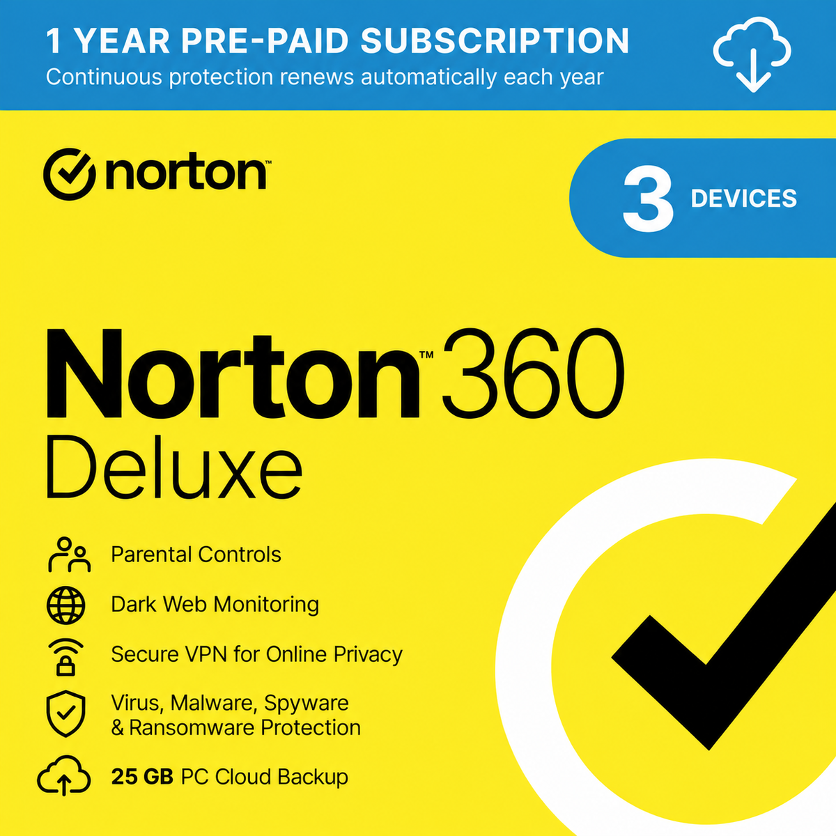 Norton 360 Deluxe | 3 enheter | 1 år | Nordisk licens 2026